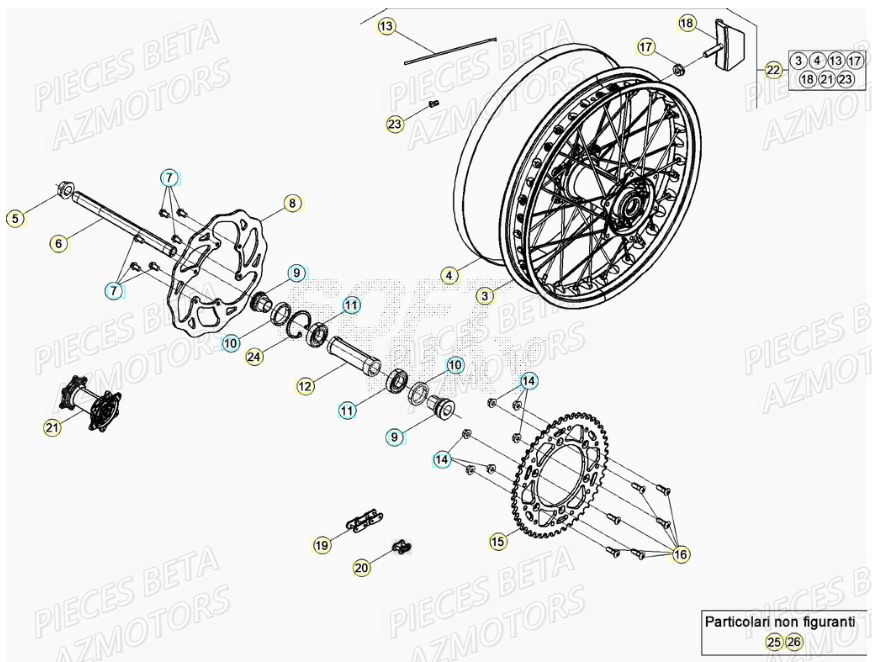 Roue Arriere AZMOTORS Pieces BETA RR XTRAINER 250 2T - (2020)