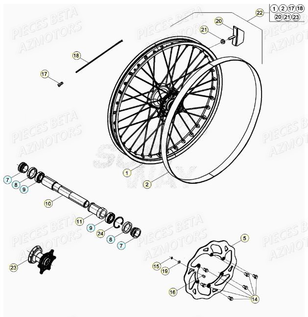 Roue Avant AZMOTORS Pieces BETA RR XTRAINER 250 2T - (2020)