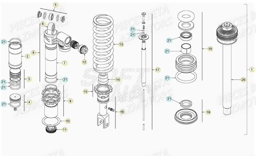 Amortisseur AZMOTORS Pieces BETA RR XTRAINER 250 2T - (2021)