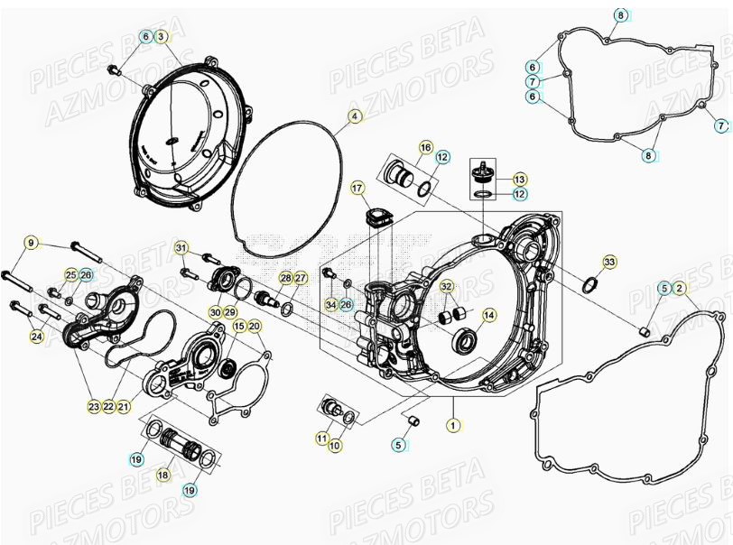 Couvercle Embrayage AZMOTORS Pieces BETA RR XTRAINER 250 2T - (2021)