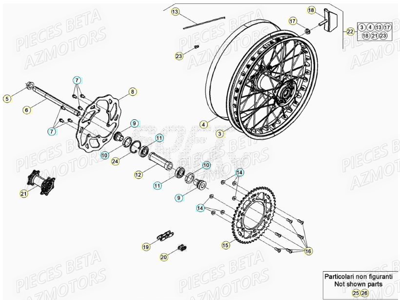Roue Arriere AZMOTORS Pieces BETA RR XTRAINER 250 2T - (2021)