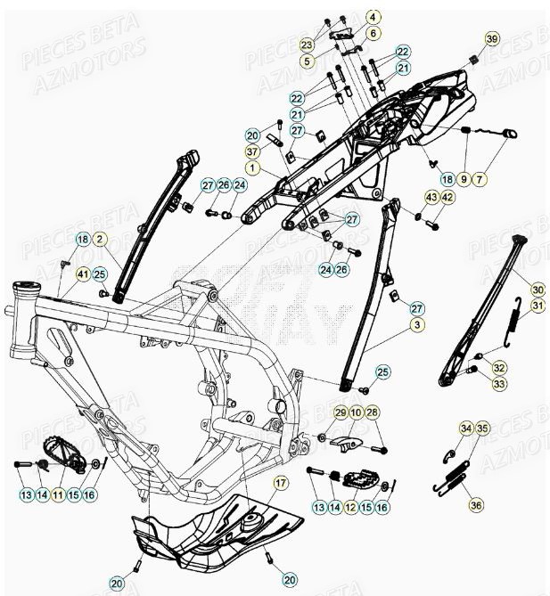 Accessoires Chassis AZMOTORS Pieces BETA RR XTRAINER 250 2T - (2022)
