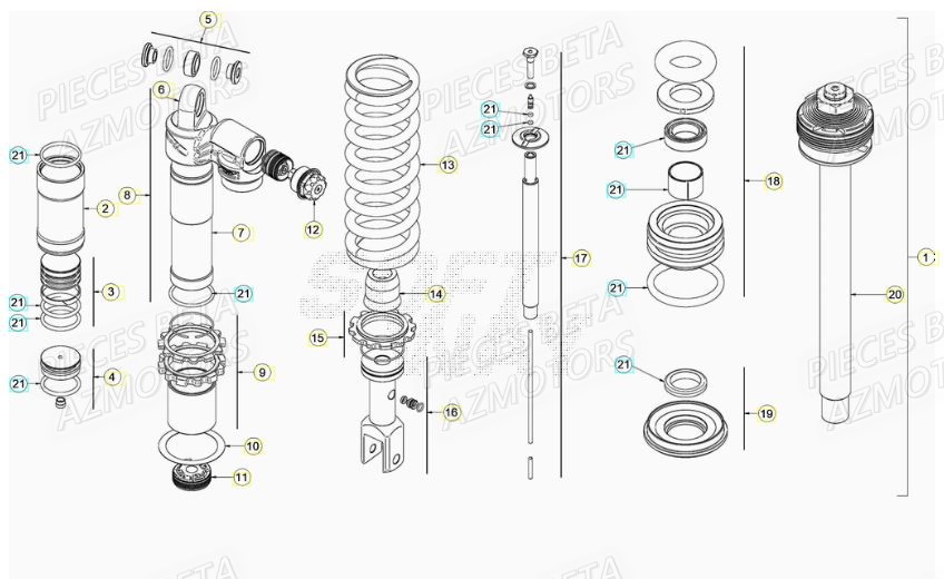 Amortisseur AZMOTORS Pieces BETA RR XTRAINER 250 2T - (2022)