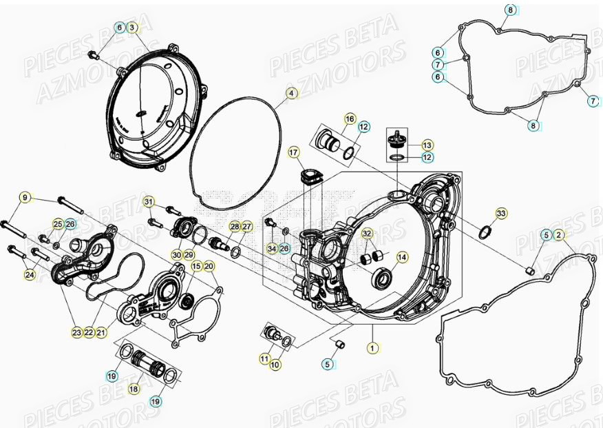 Couvercle Embrayage AZMOTORS Pieces BETA RR XTRAINER 250 2T - (2022)