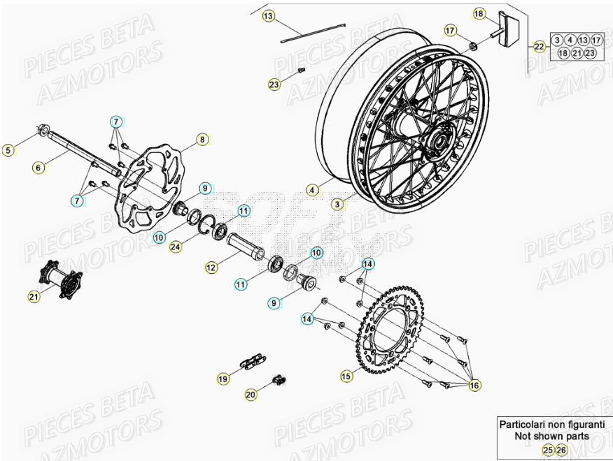 Roue Arriere AZMOTORS Pieces BETA RR XTRAINER 250 2T - (2022)