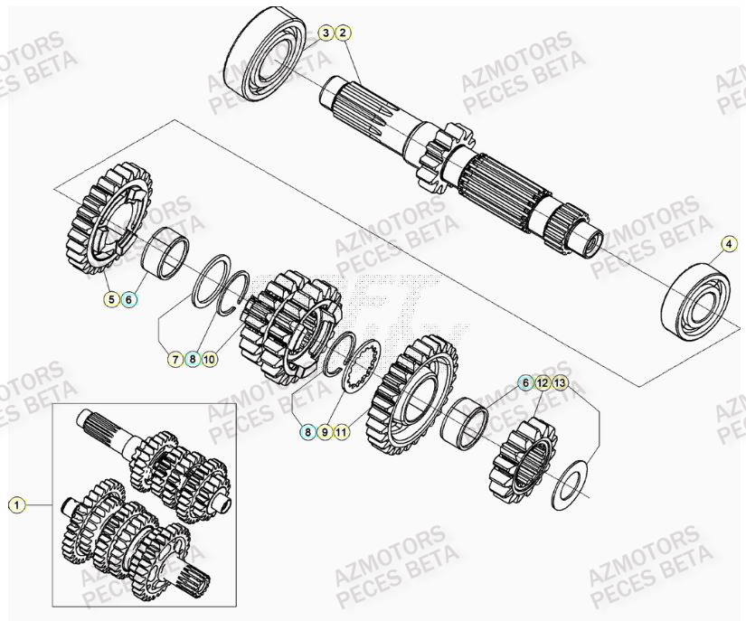 Boite A Vitesses AZMOTORS Pieces BETA RR XTRAINER 250 2T - (2023)