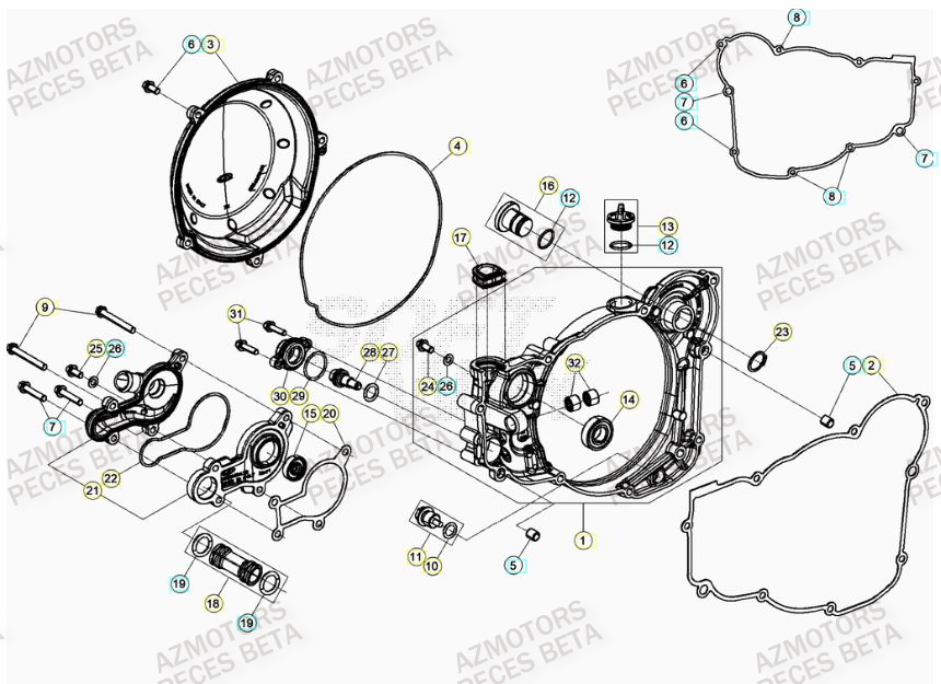 Couvercle Embrayage AZMOTORS Pieces BETA RR XTRAINER 250 2T - (2023)