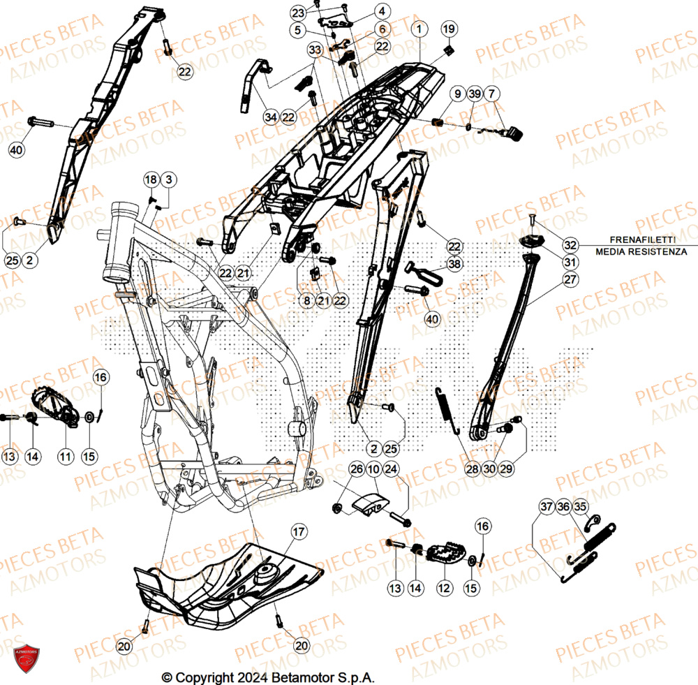 Accessoires Du Chassis AZMOTORS Pieces BETA ENDURO XTRAINER 300 2T - (2025)