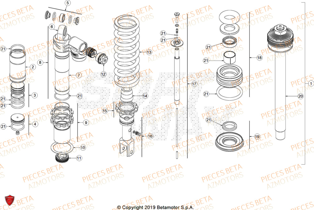 Amortisseur AZMOTORS Pieces BETA ENDURO XTRAINER 300 2T - (2025)
