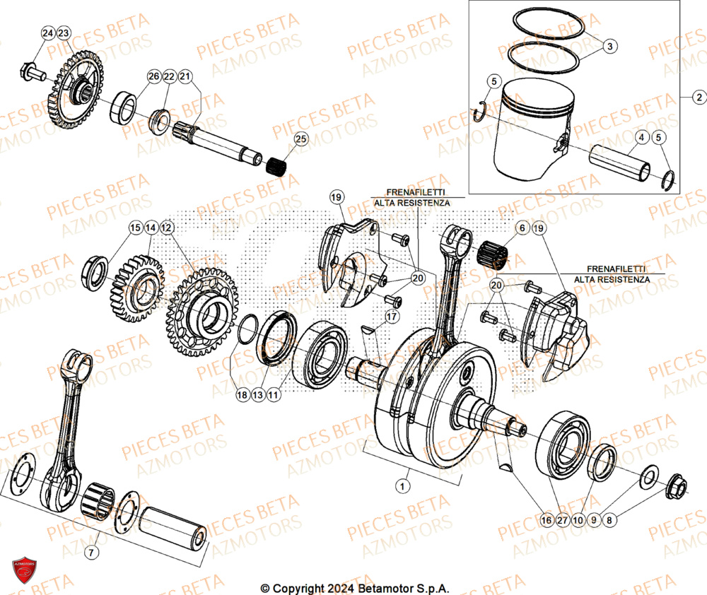 Vilebrequin AZMOTORS Pieces BETA ENDURO XTRAINER 300 2T - (2025)