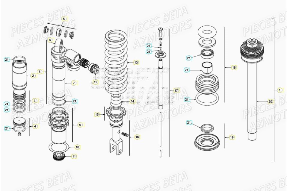 Amortisseur AZMOTORS PiÃ¨ces BETA RR XTRAINER 300 2T - [2019]