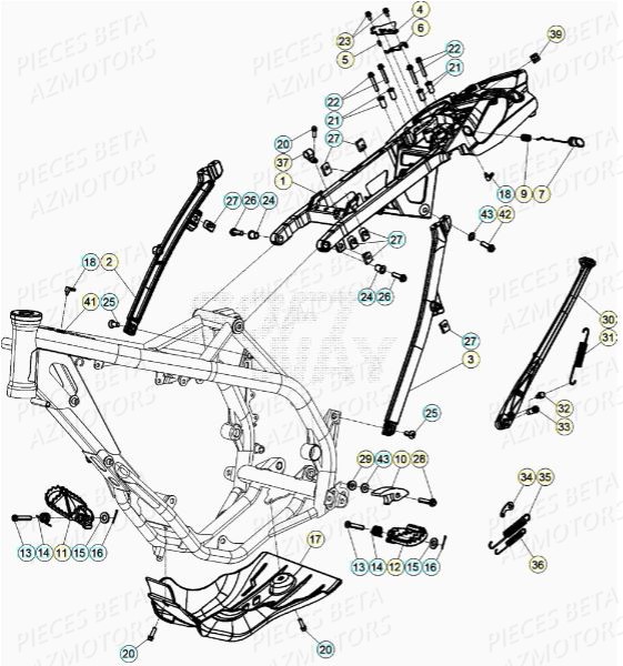 Accessoires Du Chassis AZMOTORS Pieces BETA RR XTRAINER 300 2T - (2020)