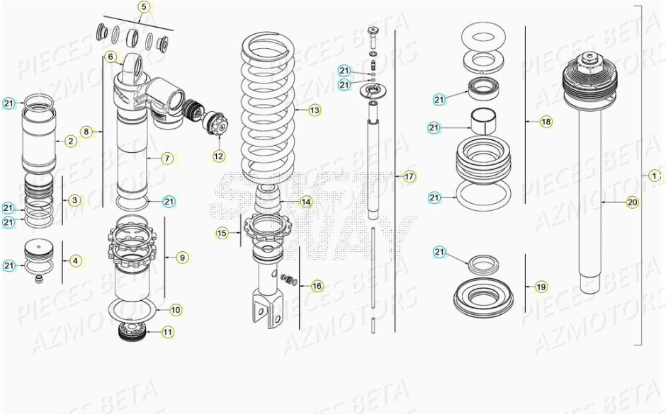 Amortisseur AZMOTORS Pieces BETA RR XTRAINER 300 2T - (2020)