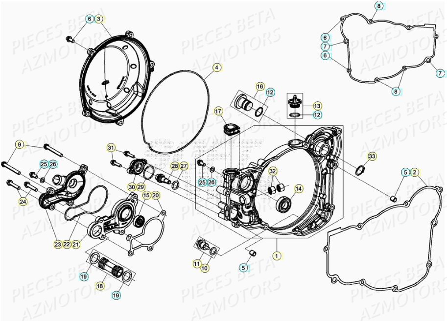 Couvercle D Embrayage AZMOTORS Pieces BETA RR XTRAINER 300 2T - (2020)