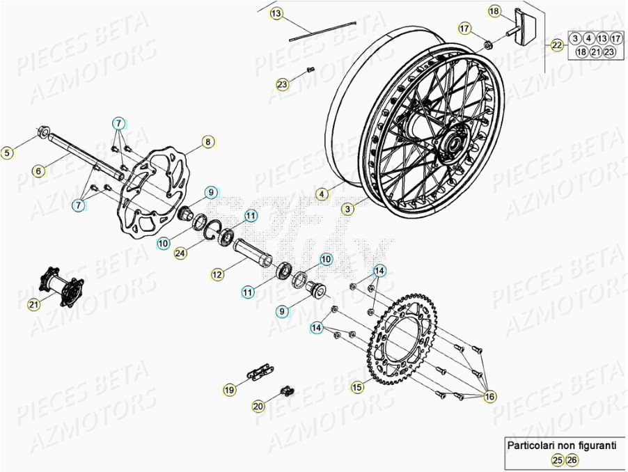 Roue Arriere AZMOTORS Pieces BETA RR XTRAINER 300 2T - (2020)