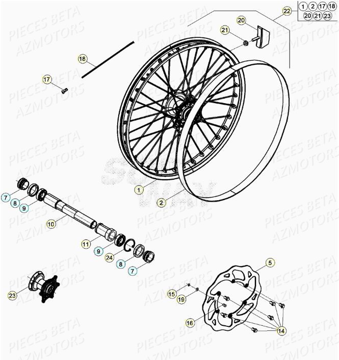 Roue Avant AZMOTORS Pieces BETA RR XTRAINER 300 2T - (2020)