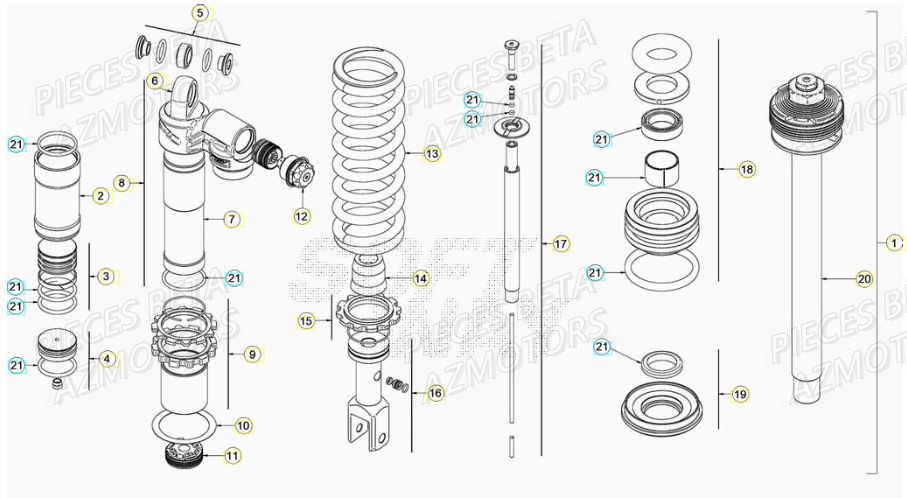Amortisseur AZMOTORS Pieces BETA RR XTRAINER 300 2T - (2021)