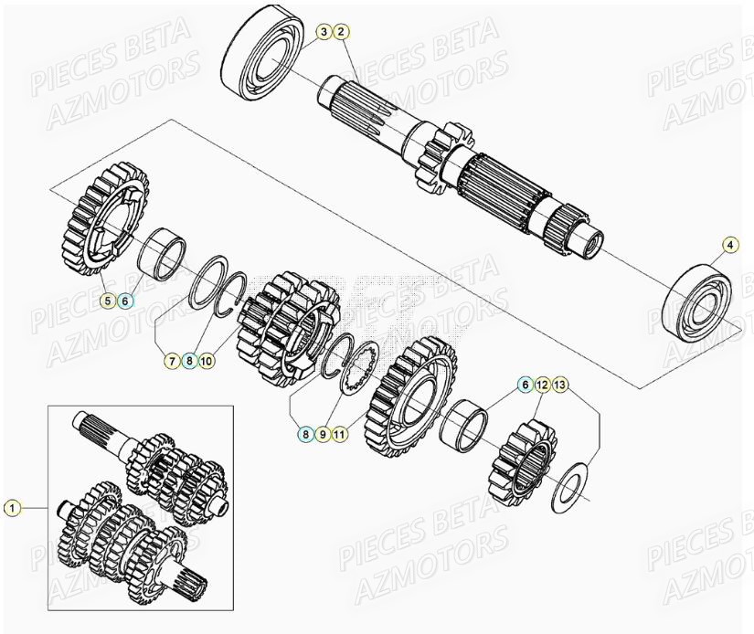 Boite De Vitesses AZMOTORS Pieces BETA RR XTRAINER 300 2T - (2021)