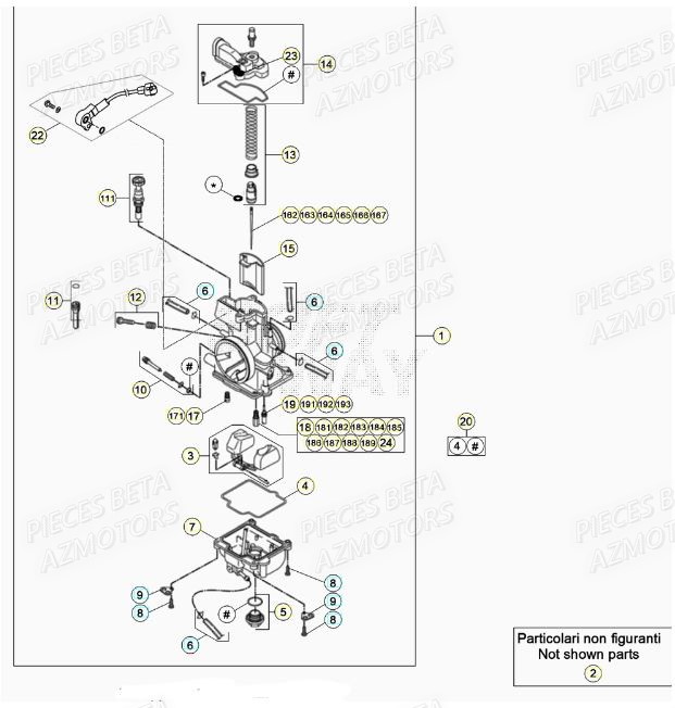 Carburateur AZMOTORS Pieces BETA RR XTRAINER 300 2T - (2021)