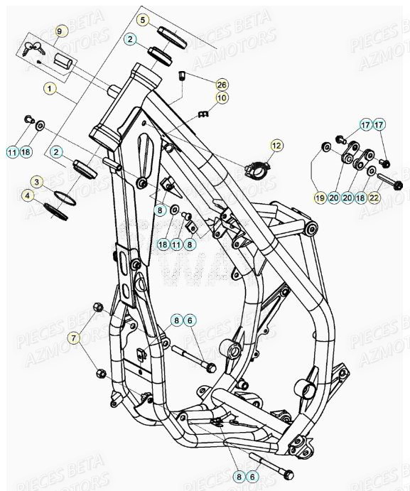 Chassis AZMOTORS Pieces BETA RR XTRAINER 300 2T - (2021)