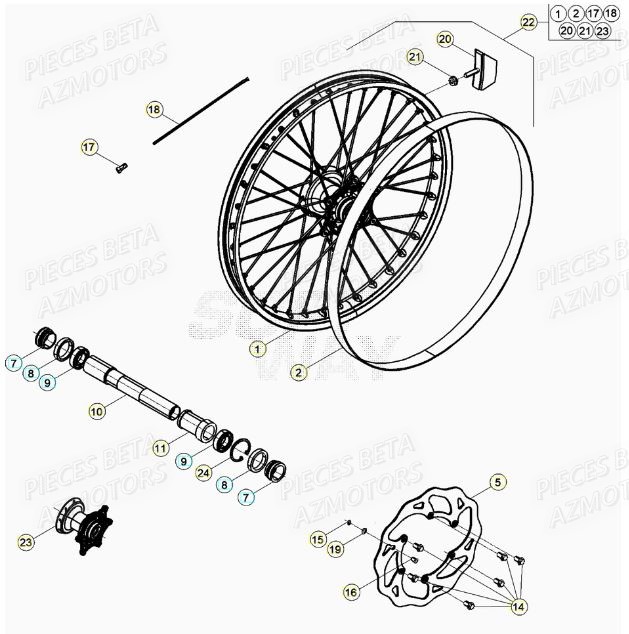 Roue Avant AZMOTORS Pieces BETA RR XTRAINER 300 2T - (2021)