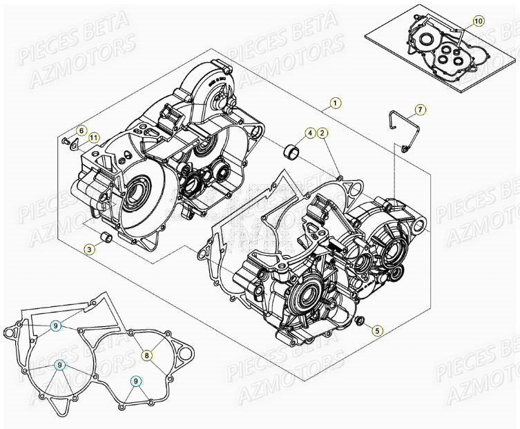 Carter Moteur AZMOTORS Pieces BETA RR XTRAINER 300 2T - (2022)