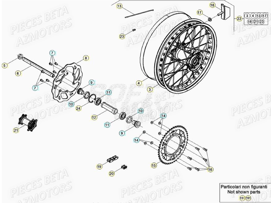 Roue Arriere AZMOTORS Pieces BETA RR XTRAINER 300 2T - (2022)