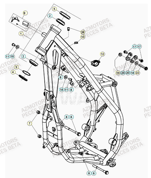 Chassis AZMOTORS Pieces BETA RR XTRAINER 300 2T - (2023)