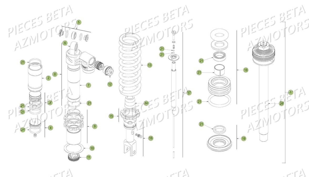 Amortisseur Arriere AZMOTORS PiÃ¨ces BETA RR XTRAINER 300 2T - (2018)