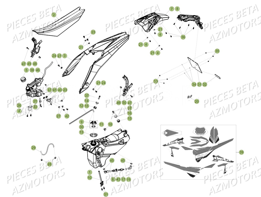 Carenages Selle AZMOTORS PiÃ¨ces BETA RR XTRAINER 300 2T - (2018)