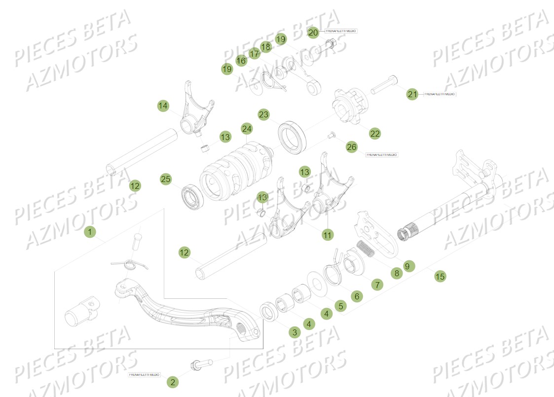 Commande Boite A Vitesse AZMOTORS PiÃ¨ces BETA RR XTRAINER 300 2T - (2018)