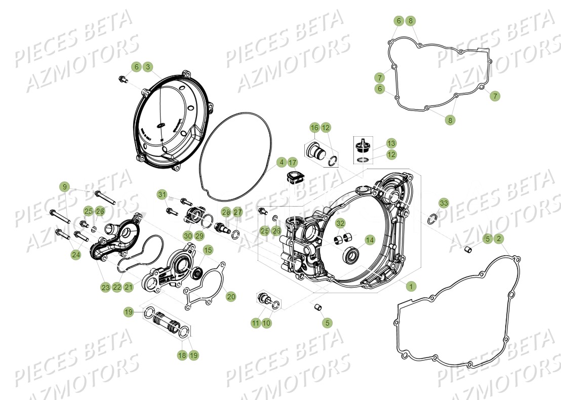 Couvercle Carter Embrayage AZMOTORS PiÃ¨ces BETA RR XTRAINER 300 2T - (2018)