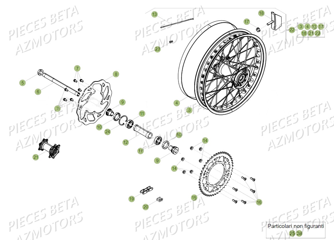 Roue Arriere AZMOTORS PiÃ¨ces BETA RR XTRAINER 300 2T - (2018)